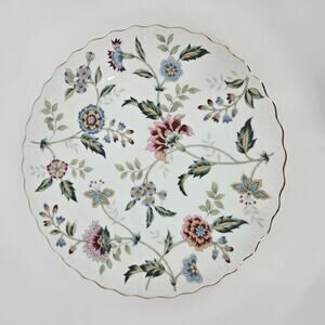 Vintage Andrea by Sadek porcelain cake plate floral gold scalloped edge Japan